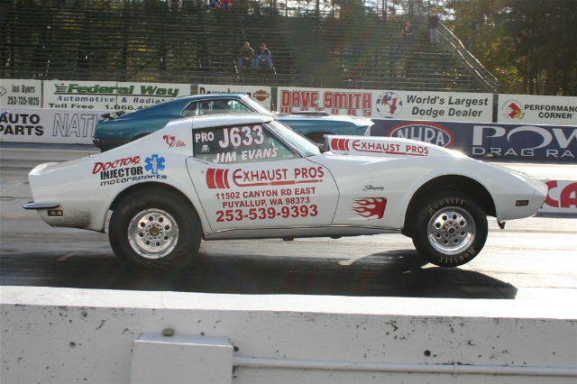 Jim's 1973 Corvette does a wheel's up launch