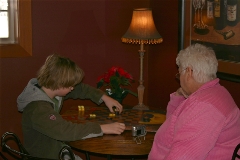 Lucas and Grandma play checkers