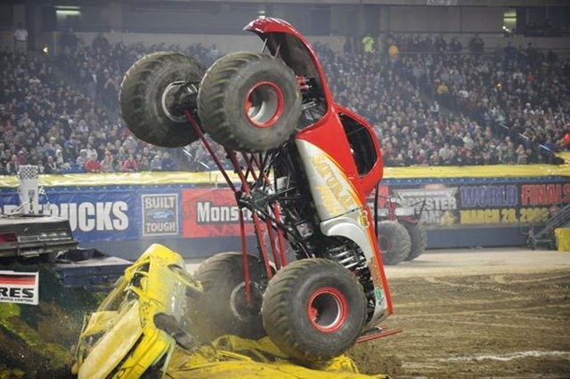 A Monster Truck performing just before a fatal accident